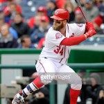 WASHINGTON, DC - APRIL 09:  Bryce Harper #34 of the Washington Nationals bats against the New York Mets at Nationals Park on April 9, 2015 in Washington, DC.  (Photo by G Fiume/Getty Images)